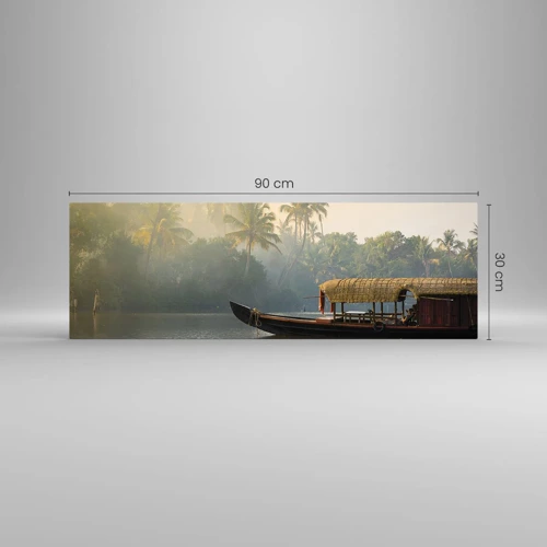 Glastavla - Bild på glas - Hus på floden - 90x30 cm