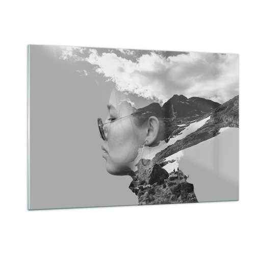 Glastavla - Bild på glas - Huvud- och molnig porträtt - 120x80 cm