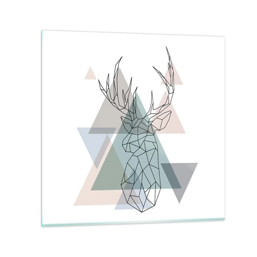 Glastavla - Bild på glas - I en geometrisk skog - 70x70 cm