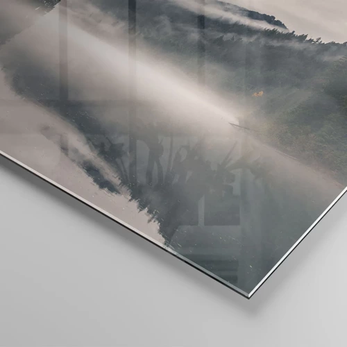 Glastavla - Bild på glas - I förundran, i dimman - 120x80 cm
