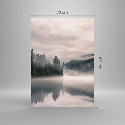 Glastavla - Bild på glas - I förundran, i dimman - 70x100 cm