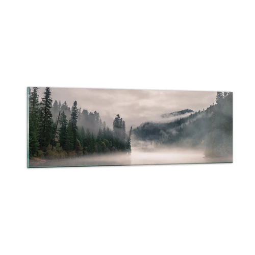 Glastavla - Bild på glas - I förundran, i dimman - 90x30 cm