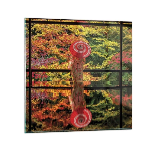 Glastavla - Bild på glas - I naturens tempel - 40x40 cm