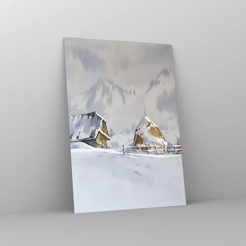 Glastavla - Bild på glas - I snödalen - 50x70 cm