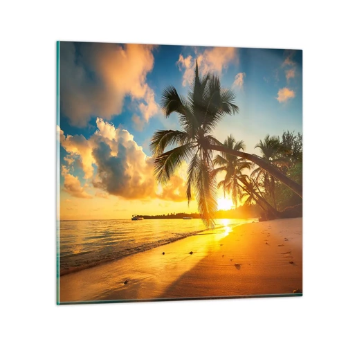 Glastavla - Bild på glas - Karibisk dröm - 40x40 cm