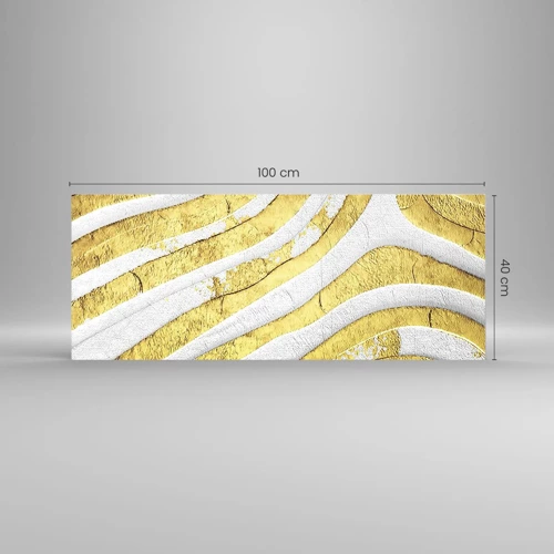 Glastavla - Bild på glas - Komposition i vitt och guld - 100x40 cm
