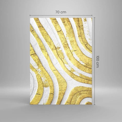 Glastavla - Bild på glas - Komposition i vitt och guld - 70x100 cm