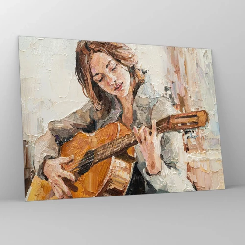 Glastavla - Bild på glas - Konsert för gitarr och en flickas hjärta - 70x50 cm