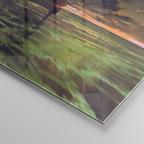 Glastavla - Bild på glas - Konsert för piano och vågor - 100x40 cm