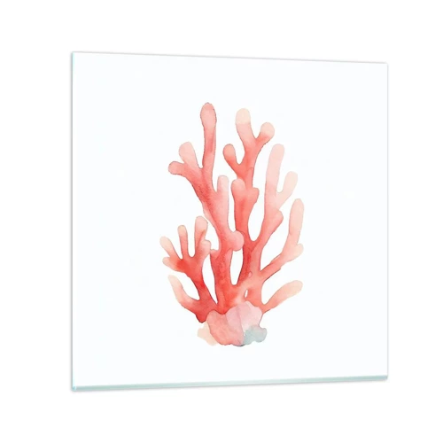 Glastavla - Bild på glas - Korallfärgad korall - 30x30 cm