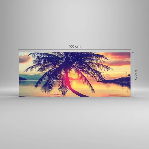 Glastavla - Bild på glas - Kväll under palmerna - 100x40 cm