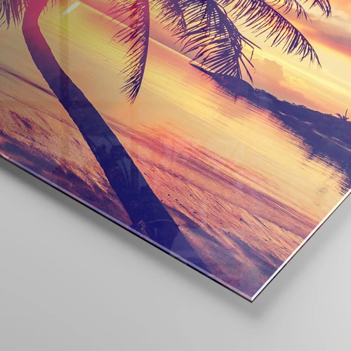Glastavla - Bild på glas - Kväll under palmerna - 100x40 cm