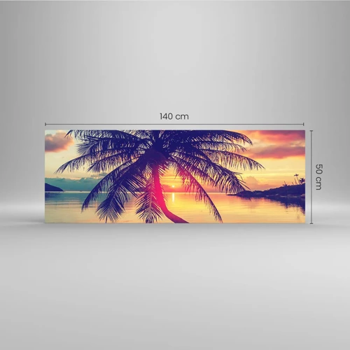Glastavla - Bild på glas - Kväll under palmerna - 140x50 cm