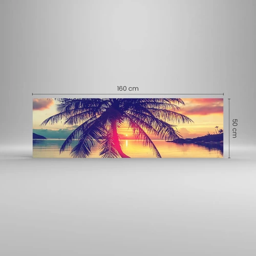 Glastavla - Bild på glas - Kväll under palmerna - 160x50 cm