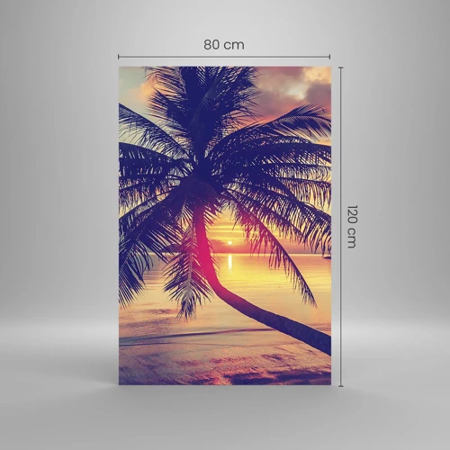 Glastavla - Bild på glas - Kväll under palmerna - 80x120 cm