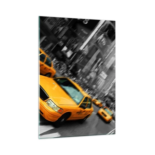 Glastavla - Bild på glas - New Yorks soldroppar - 50x70 cm