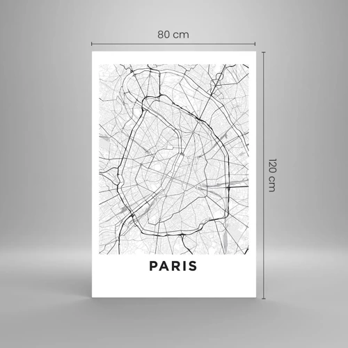 Glastavla - Bild på glas - Paris blomma - 80x120 cm
