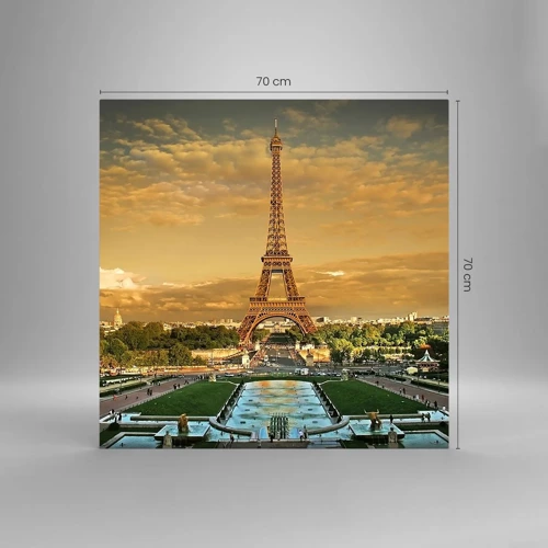 Glastavla - Bild på glas - Paris drottning - 70x70 cm