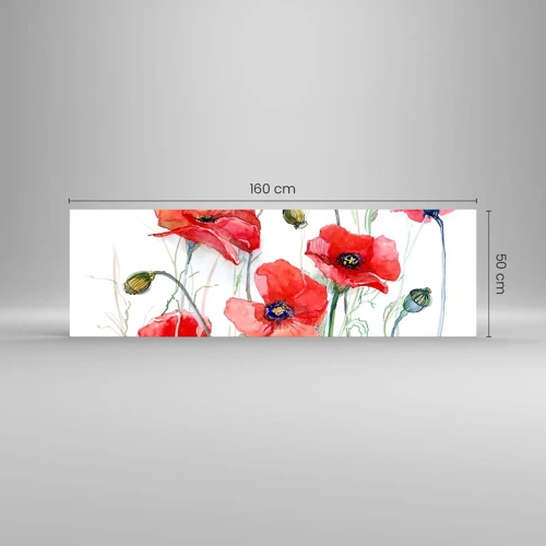 Glastavla - Bild på glas - Polska blommor - 160x50 cm