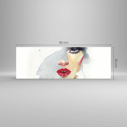Glastavla - Bild på glas - Reflektion i vattendroppe - 90x30 cm