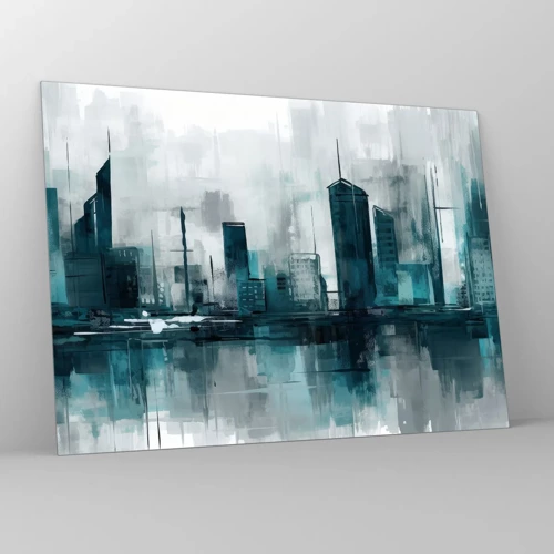 Glastavla - Bild på glas - Regnfärgad stad - 70x50 cm