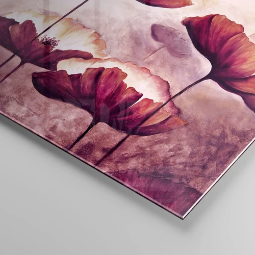 Glastavla - Bild på glas - Röd och vit flinga - 120x50 cm
