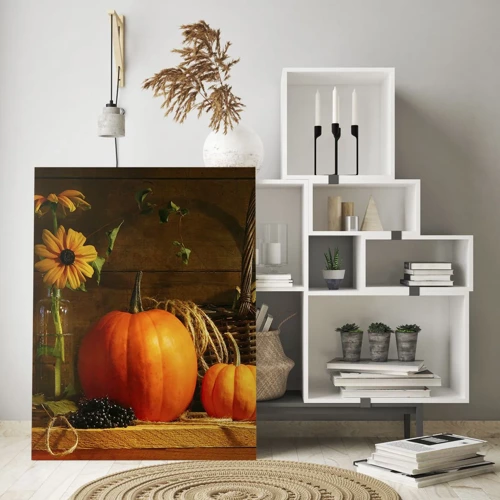 Glastavla - Bild på glas - Rustik komposition - höstens gåvor - 50x70 cm