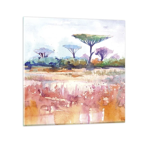 Glastavla - Bild på glas - Savannens färg - 70x70 cm