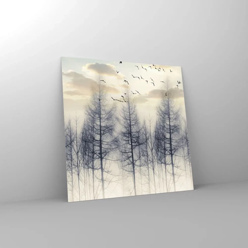 Glastavla - Bild på glas - Skogens andar - 40x40 cm