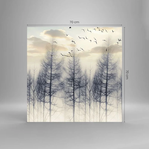 Glastavla - Bild på glas - Skogens andar - 70x70 cm
