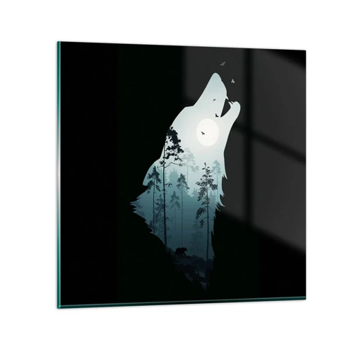 Glastavla - Bild på glas - Skogsnattens röst - 30x30 cm