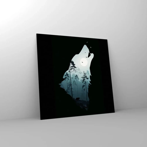 Glastavla - Bild på glas - Skogsnattens röst - 60x60 cm