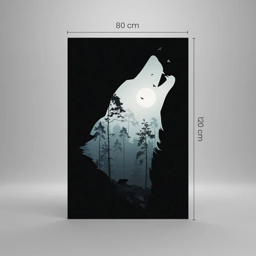 Glastavla - Bild på glas - Skogsnattens röst - 80x120 cm