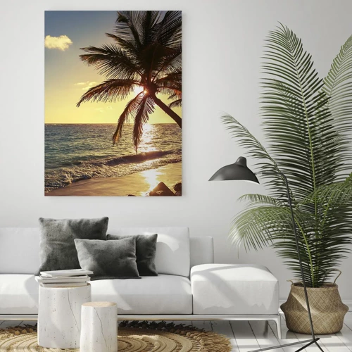 Glastavla - Bild på glas - Sommar under palmträden - 50x70 cm