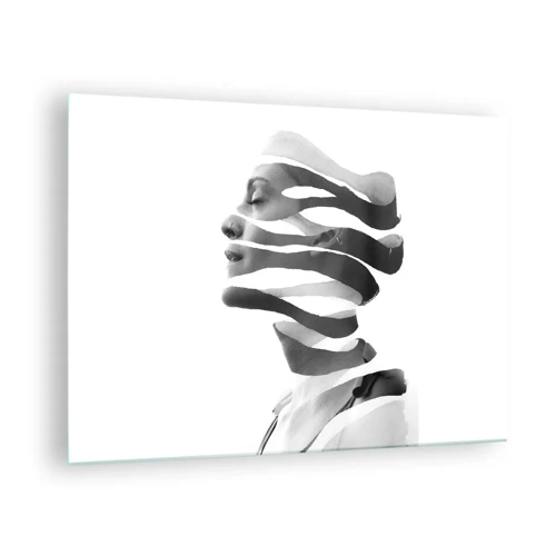 Glastavla - Bild på glas - Surrealistisk porträtt - 70x50 cm