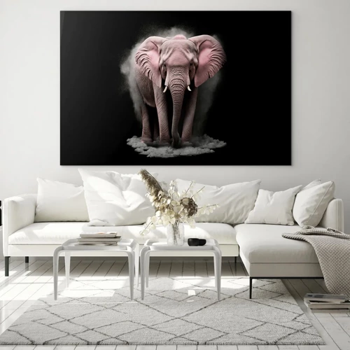 Glastavla - Bild på glas - Tänk inte på en rosa elefant! - 70x50 cm