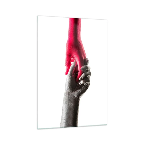 Glastavla - Bild på glas - Tillsammans, dock annorlunda - 70x100 cm