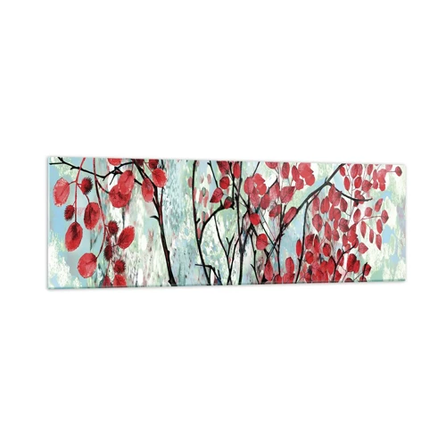 Glastavla - Bild på glas - Träd i scharlakansröd - 160x50 cm