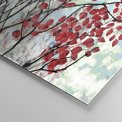 Glastavla - Bild på glas - Träd i scharlakansröd - 70x100 cm