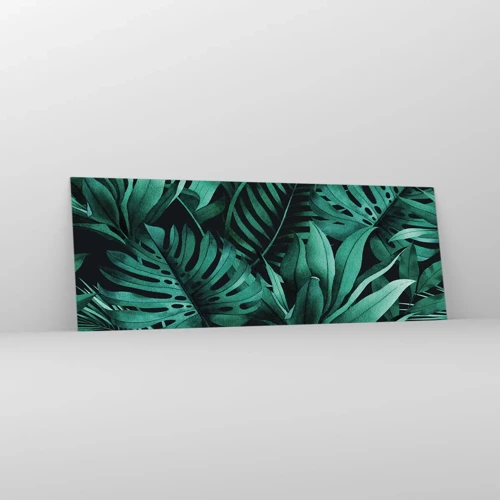 Glastavla - Bild på glas - Tropiska grönskans djup - 140x50 cm