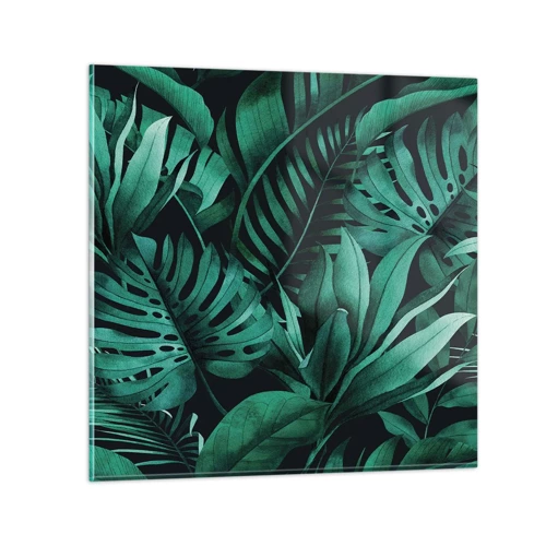 Glastavla - Bild på glas - Tropiska grönskans djup - 40x40 cm