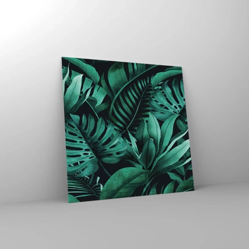 Glastavla - Bild på glas - Tropiska grönskans djup - 60x60 cm