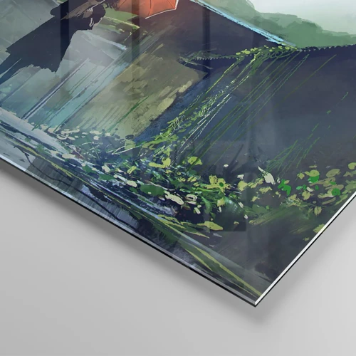 Glastavla - Bild på glas - Uppfriskande regn - 60x60 cm