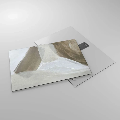 Glastavla - Bild på glas - Våg av vitt - 70x50 cm