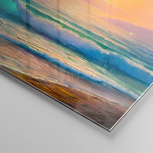 Glastavla - Bild på glas - Vågvisa i turkos - 120x50 cm