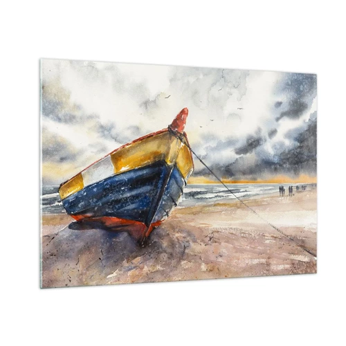 Glastavla - Bild på glas - Vila på stranden - 100x70 cm