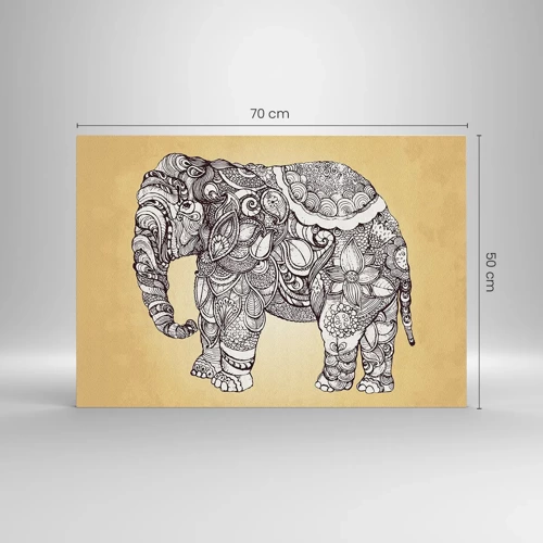 Glastavla - Bild på glas - maskerad elefant - 70x50 cm