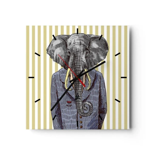 Väggklocka, Klocka Arttor 30x30 cm - Elegant ur naturen - Abstraktion, Elefant, Porträtt, Konstnärlig Illustration, Konst, Kvadrat, Urtavla sträck, Till vardagsrum, Till sovrum, Ljusgrå, Svart, C3AC30x30-3209