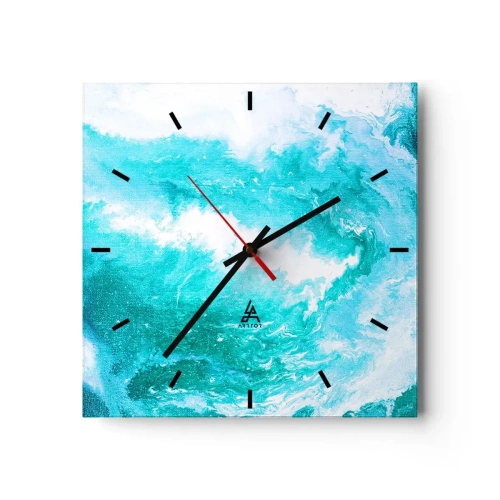 Väggklocka, Klocka Arttor 30x30 cm - I elementets kärna - Abstraktion, Konst, Modernt Mönster, Konstnärlig Konst, Grafik, Kvadrat, Urtavla sträck, Till vardagsrum, Till sovrum, Blå, Vit, C3AC30x30-3801