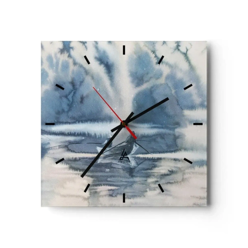 Väggklocka, Klocka Arttor 30x30 cm - Sportfiskare i sitt paradis - Abstraktion, Sjö, Fiskfångst, Fiskare, Grafik, Kvadrat, Urtavla sträck, Till vardagsrum, Till sovrum, Ljusgrå, C3AC30x30-3864